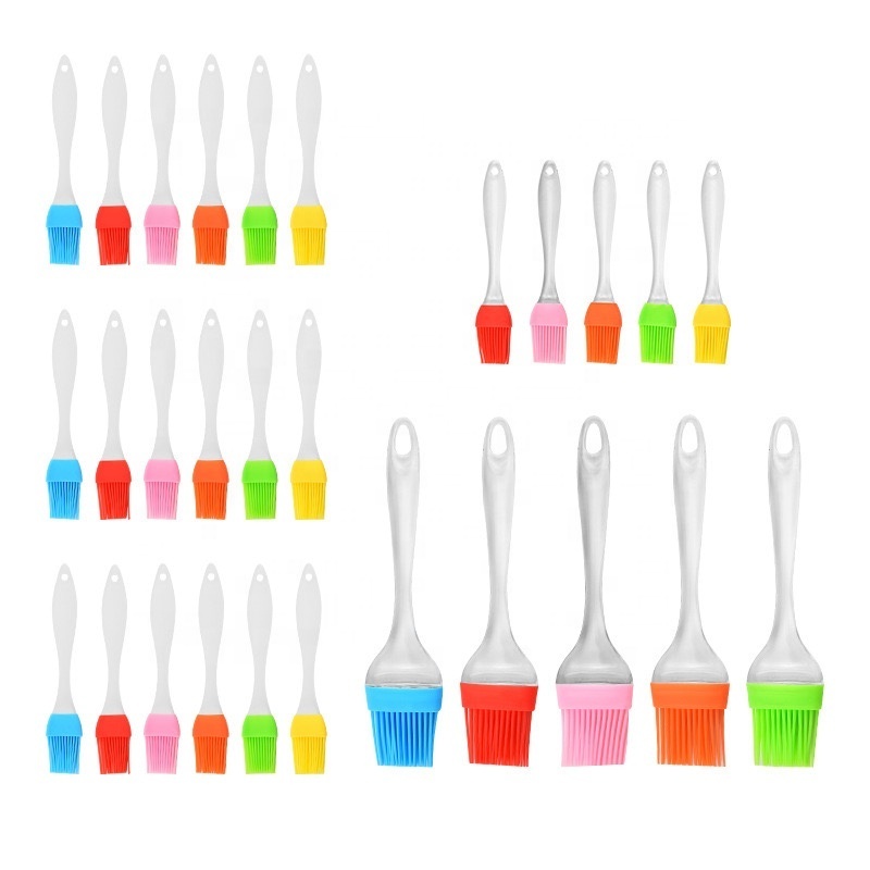 Wholesale Plastic baking tools split silicone scraper kitchen accessories Semi transparent handle food grade silicone brush