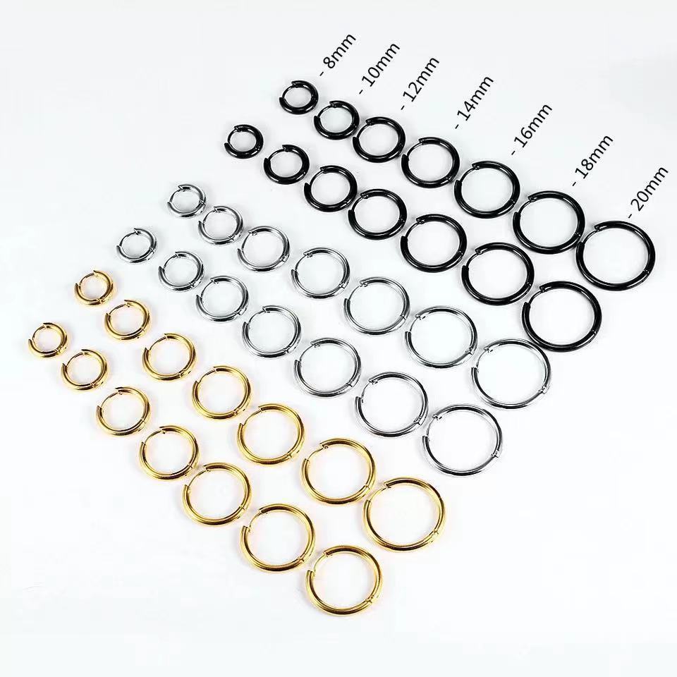 Small Hoop Earrings Women Men Silver/Gold Color Stainless Steel Round Circle Ear Hoops