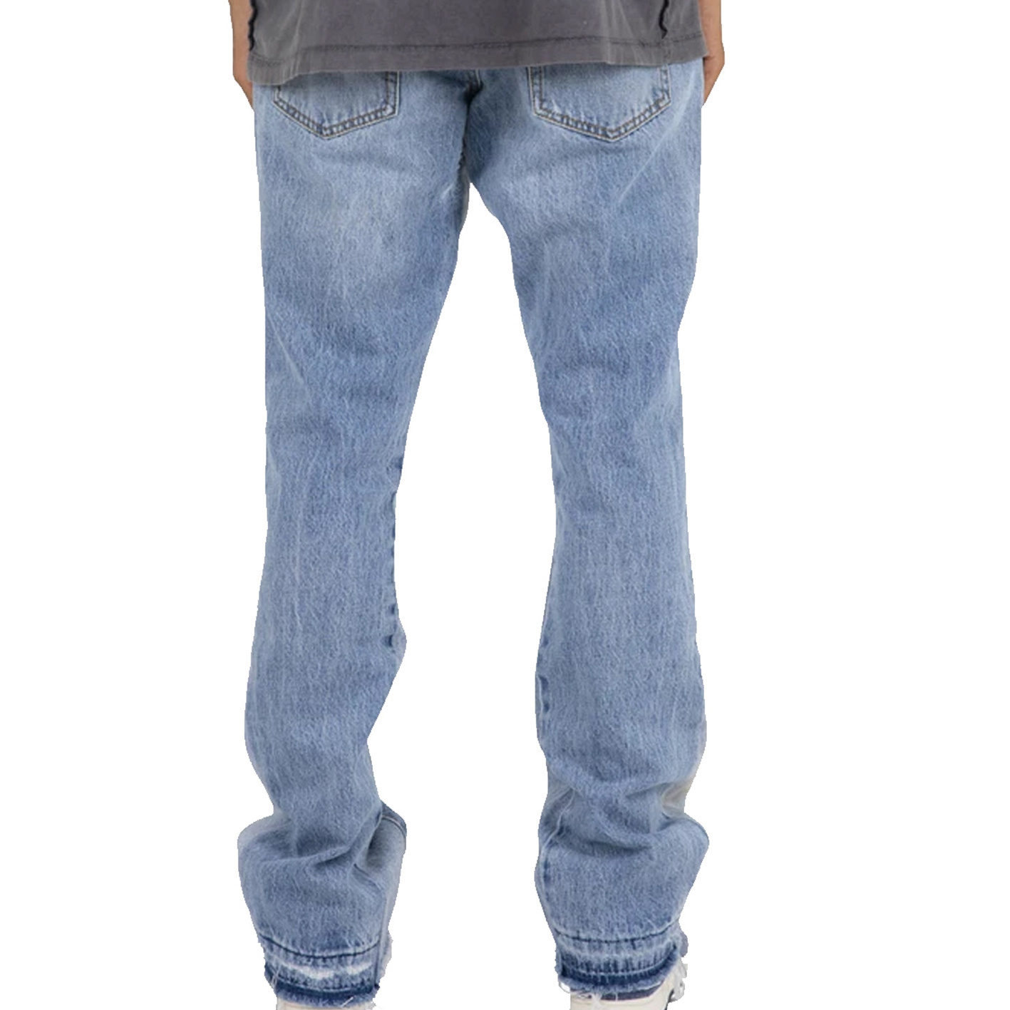 Wholesale Custom Streetwear Stacked Flare Jeans Blank Baggy Distressed Denim Pants A Pull On Classic Look For Men