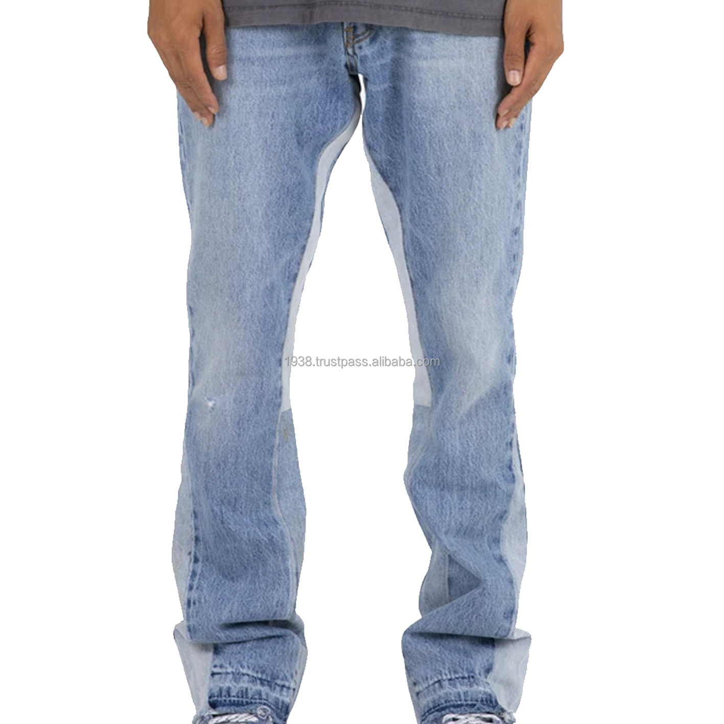 Wholesale Custom Streetwear Stacked Flare Jeans Blank Baggy Distressed Denim Pants A Pull On Classic Look For Men