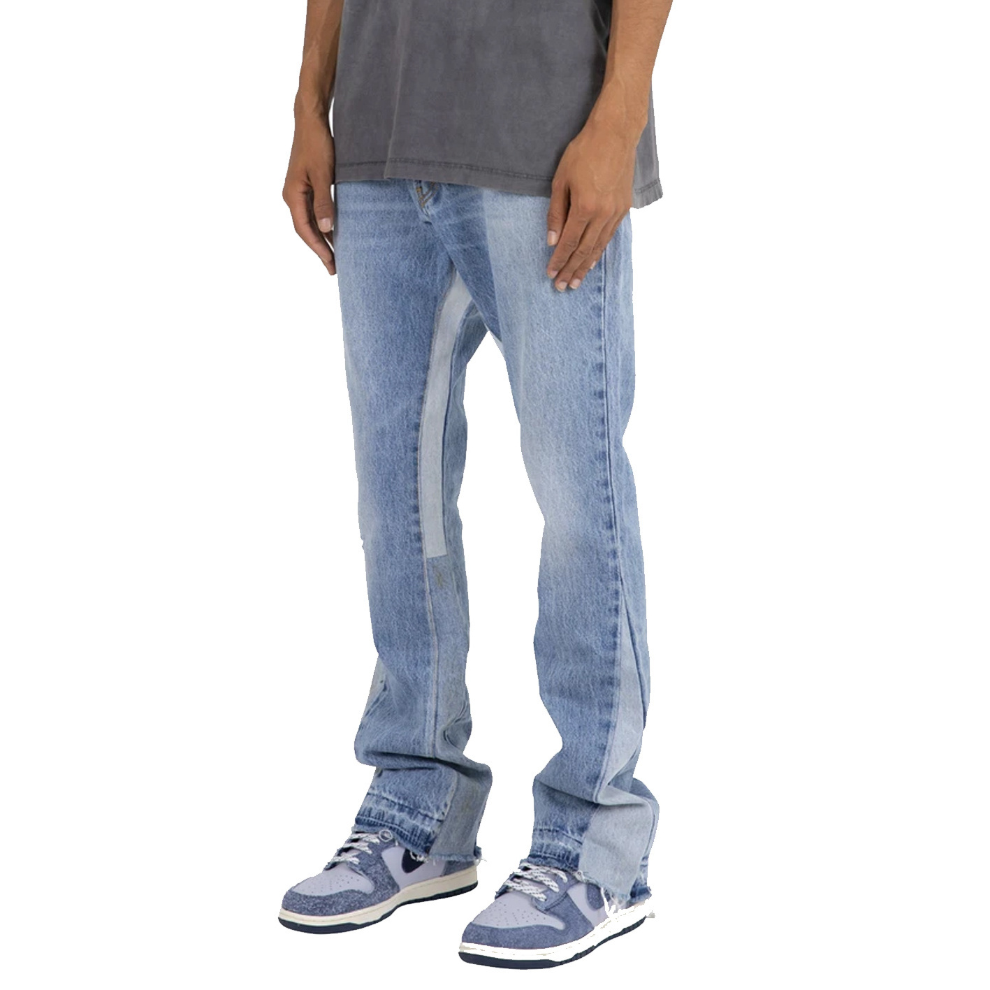 Wholesale Custom Streetwear Stacked Flare Jeans Blank Baggy Distressed Denim Pants A Pull On Classic Look For Men