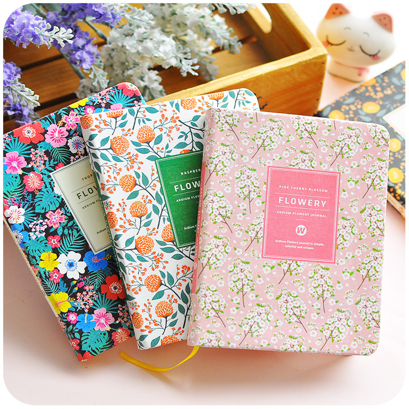 Wholesale small fresh custom A5 PU leather floral cover notebooks printing with planner design