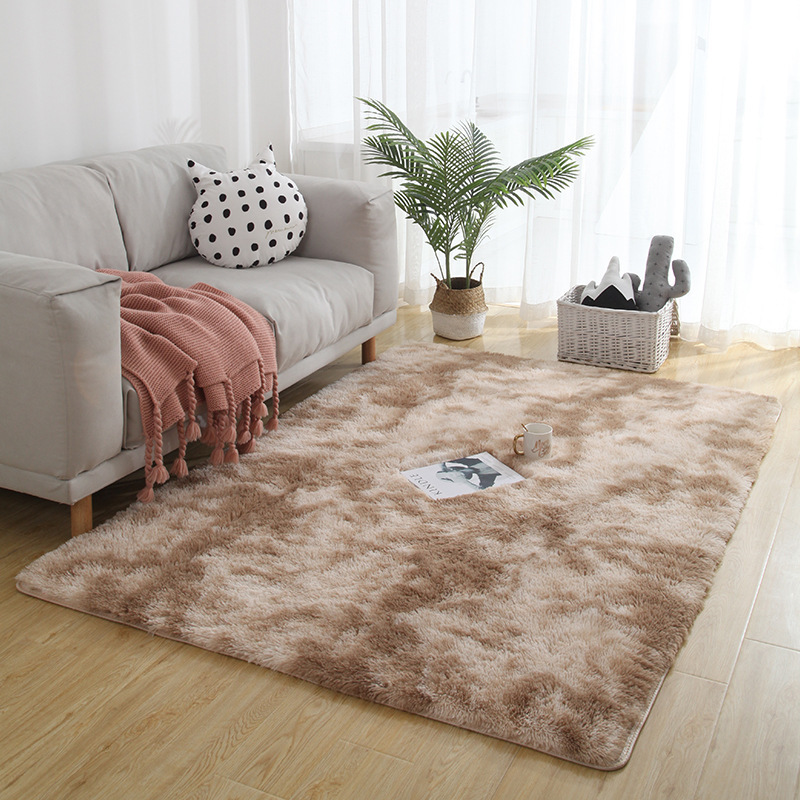 SUPER Soft Luxury Modern Living Room Tie Dye Fluffy Carpet Mat PV Fur Shaggy Area Rug for Living Room Bedroom