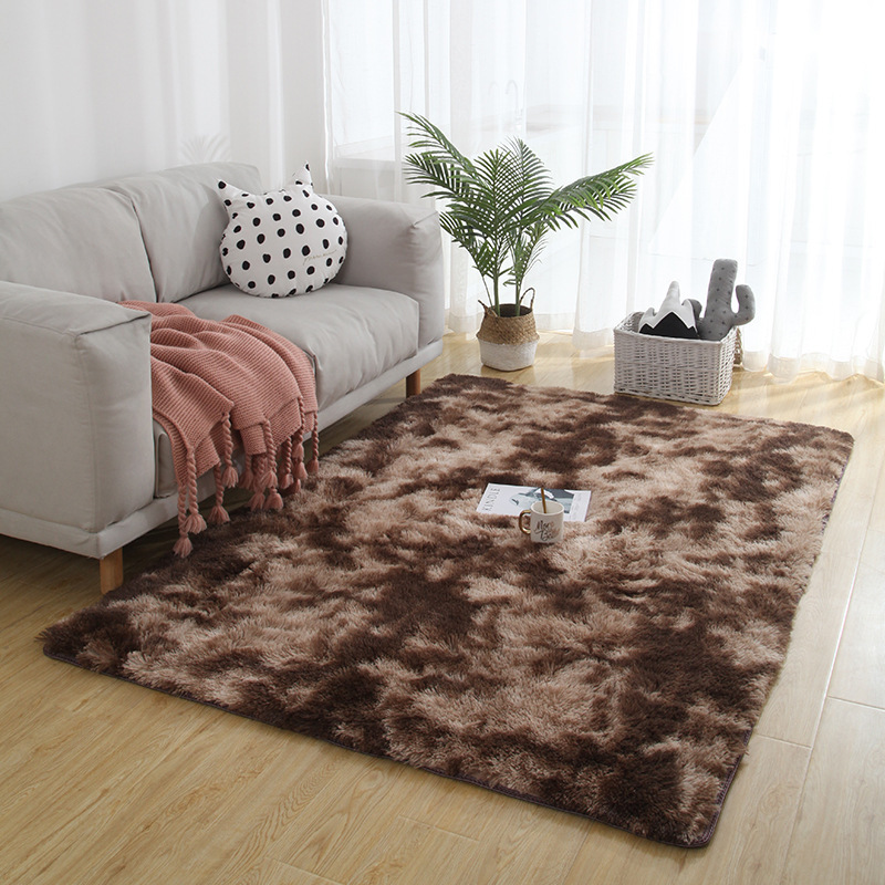 SUPER Soft Luxury Modern Living Room Tie Dye Fluffy Carpet Mat PV Fur Shaggy Area Rug for Living Room Bedroom