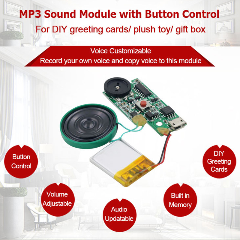 DC5V USB download MP3 Sound Recordable Voice Module for Plush Toy and Dolls