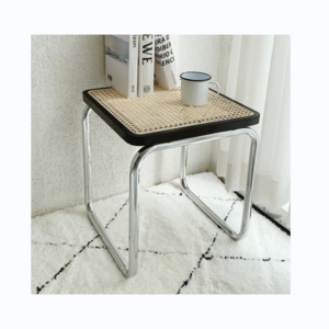 Garden small square stool stainless steel frame black solid wood footstool garden outdoor children's stool