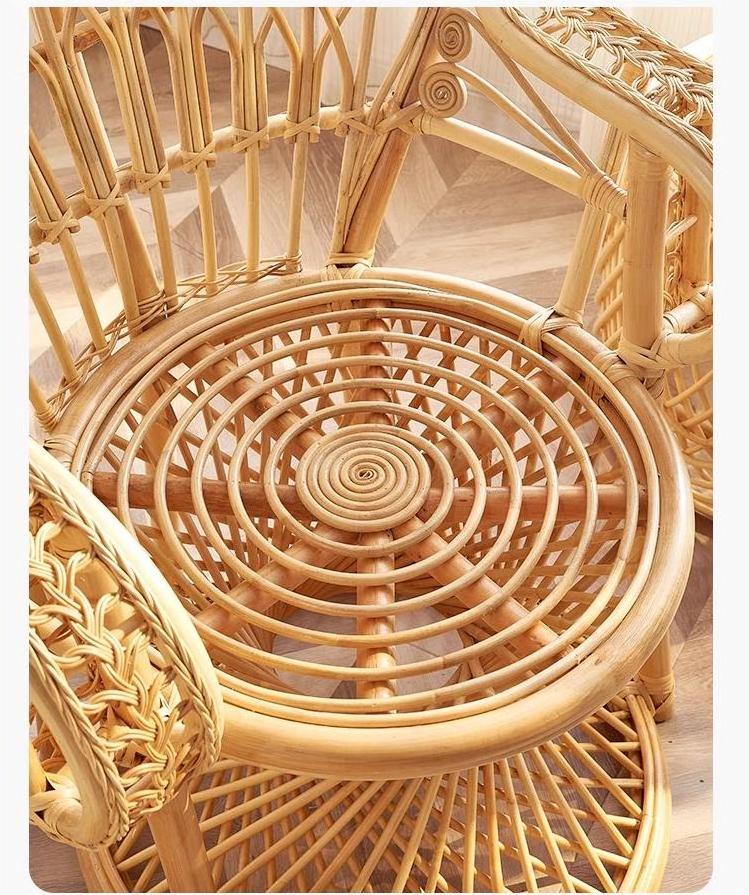 Rattan Furniture Peacock Chair Nordic Retro Creative Back Chair Wedding Photography Props Homestay Outdoor Wooden Peacock Chair