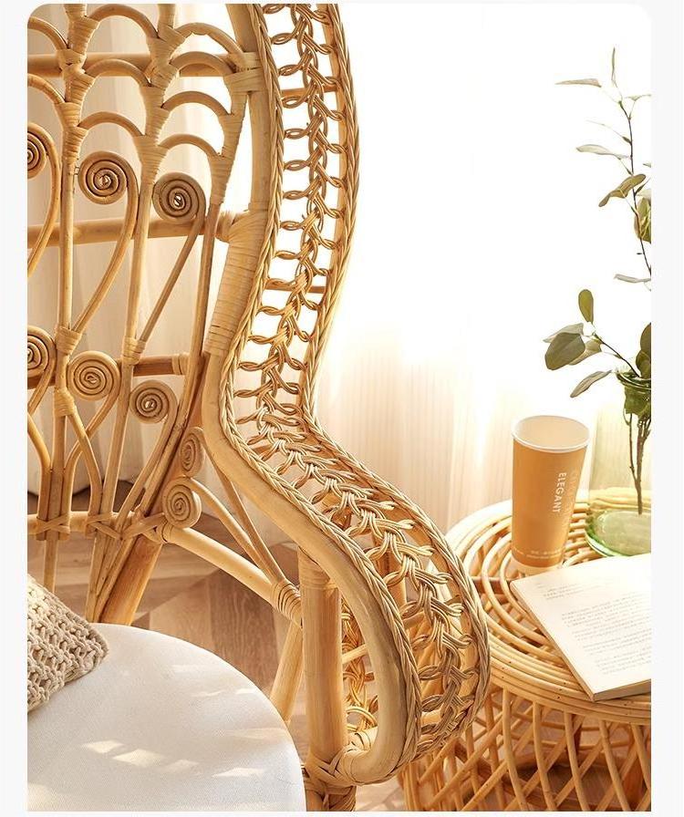 Rattan Furniture Peacock Chair Nordic Retro Creative Back Chair Wedding Photography Props Homestay Outdoor Wooden Peacock Chair