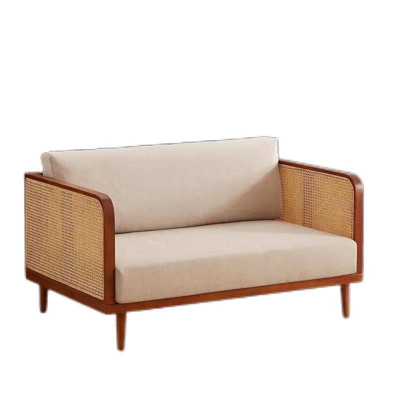 Foshan manufacturers sell low-priced furniture sofa solid wood rattan 3-seater sofa living room