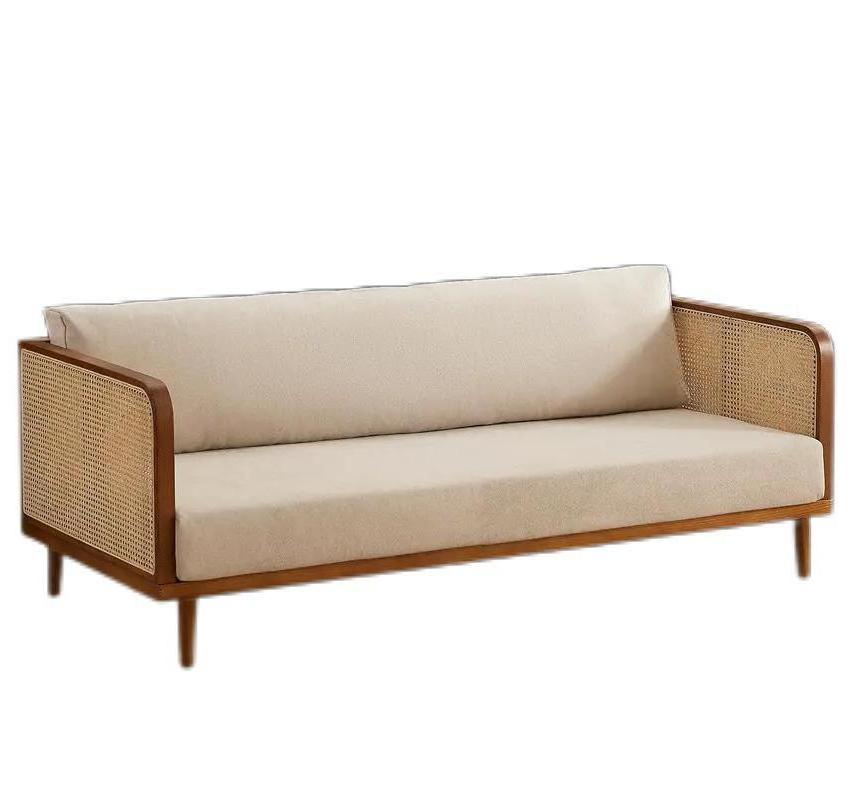 Foshan manufacturers sell low-priced furniture sofa solid wood rattan 3-seater sofa living room