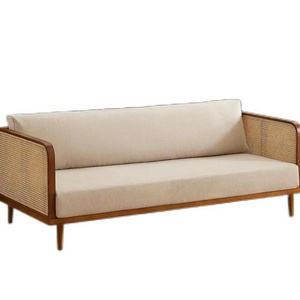 Foshan manufacturers sell low-priced furniture sofa solid wood rattan 3-seater sofa living room