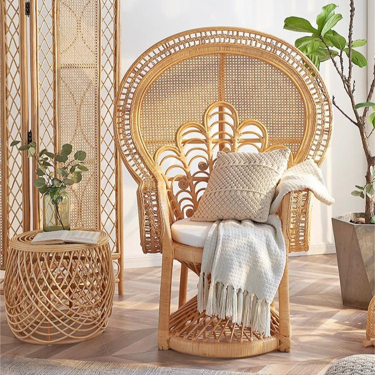 Rattan Furniture Peacock Chair Nordic Retro Creative Back Chair Wedding Photography Props Homestay Outdoor Wooden Peacock Chair