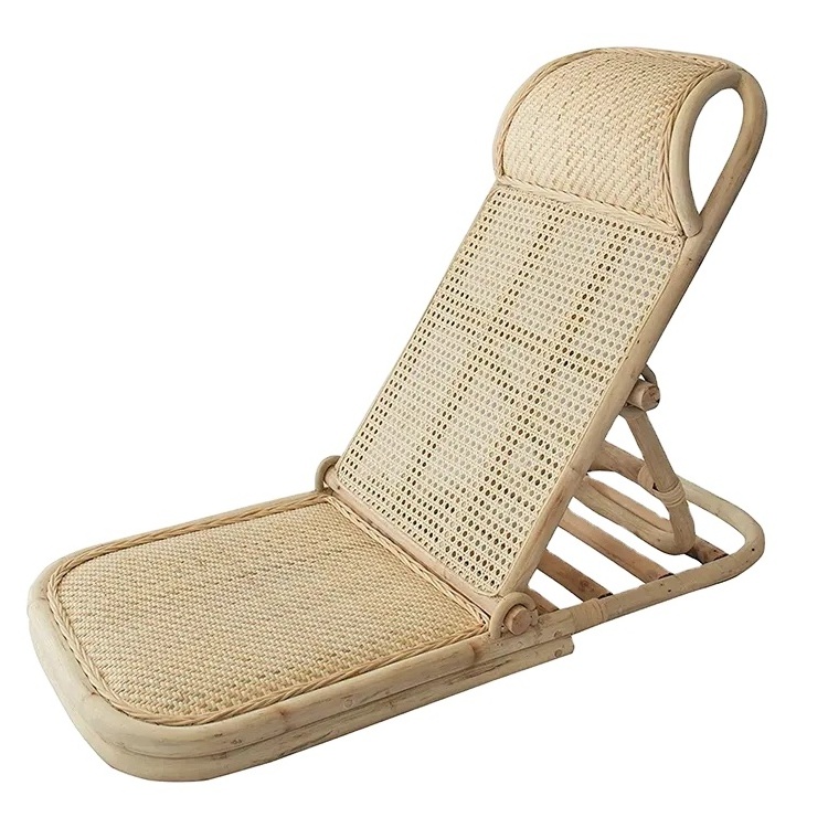 outdoor modern relax luxury portable bamboo low seat pool lounge sea handwoven recliner natural wicker rattan fold beach chair