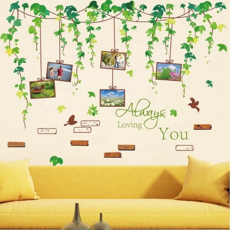 Green Tree Photo Frame Wall Stickers Home Decor Living Room Wall Stickers for Kids Rooms Wall Decor Decals Sticker