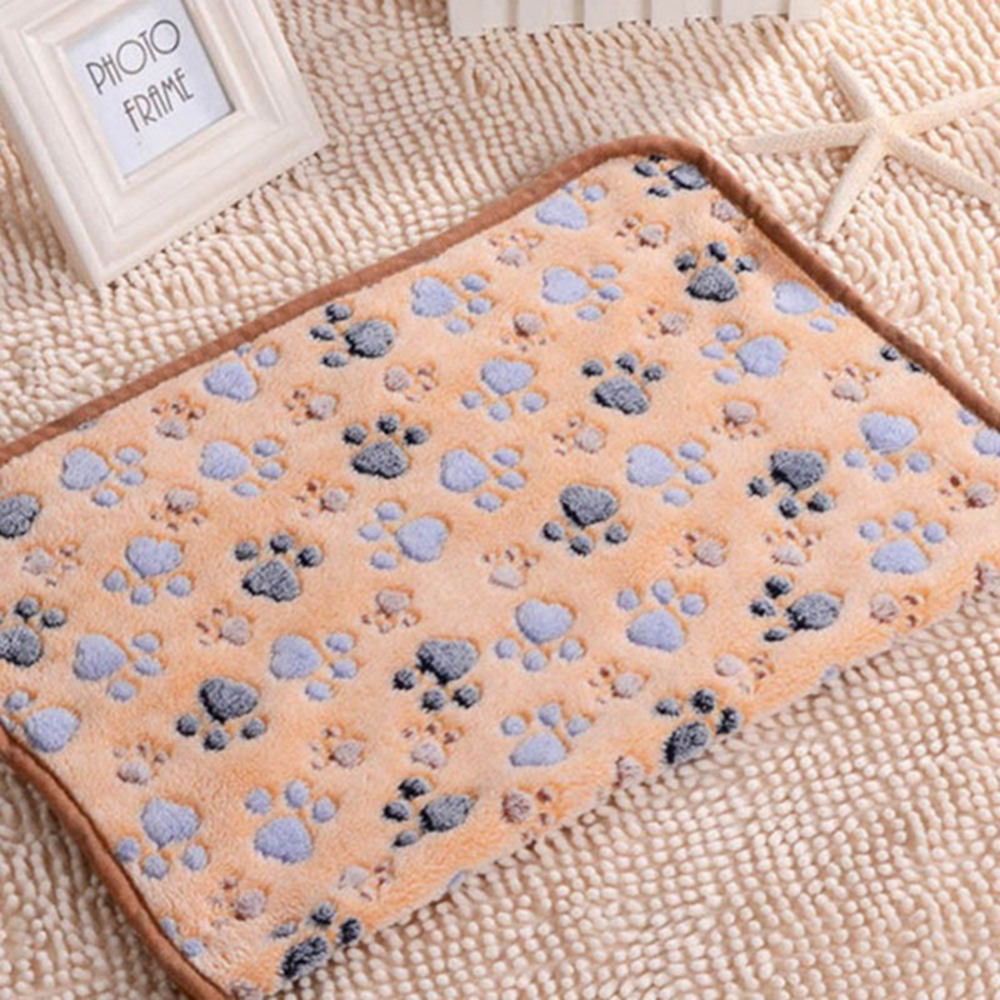 New Cute Dog Bed Mats Soft Flannel Fleece Paw Foot Print Warm Pet Blanket Sleeping Beds Cover Mat For Small Medium Dogs Cats