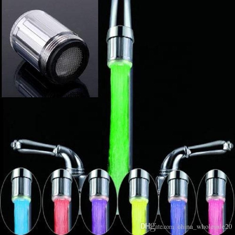 Free shipping LED Water Faucet Light 7 Colors Changing Glow Shower Tap Head Water Stream Kitchen Bathroom