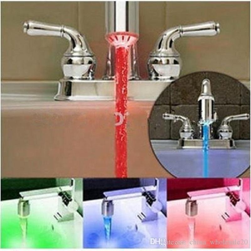 Free shipping LED Water Faucet Light 7 Colors Changing Glow Shower Tap Head Water Stream Kitchen Bathroom