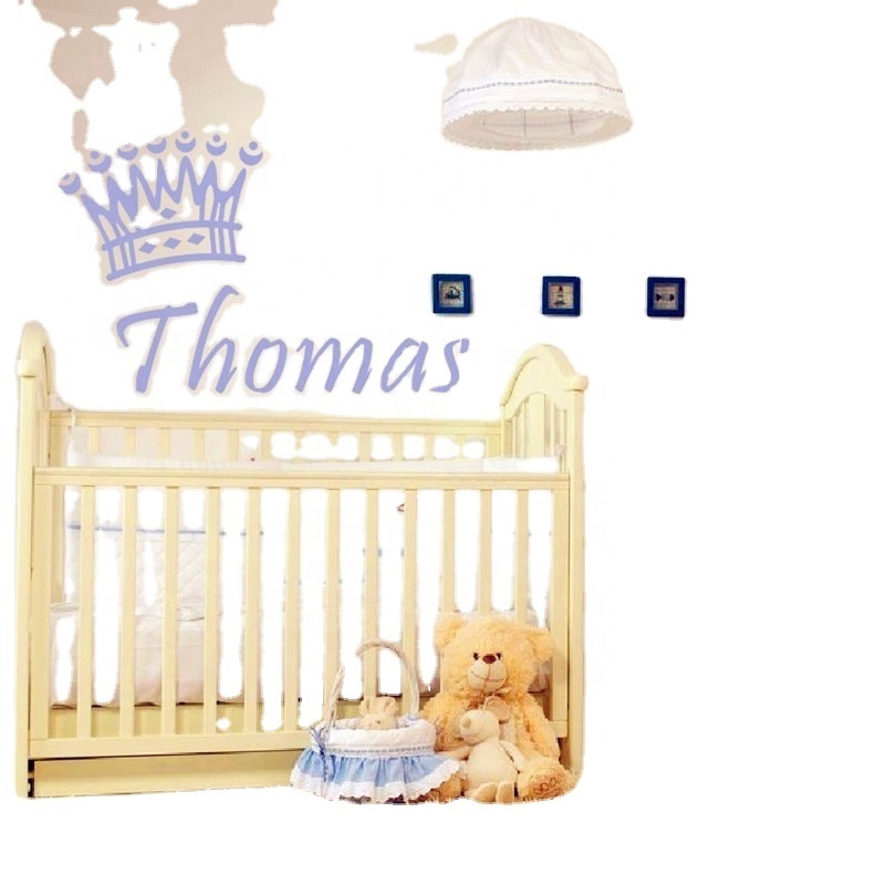 New Personalized Baby Boys Name, Baby Exclusive Poster Crown Vinyl Decals Baby Bedroom Wall Art Decor