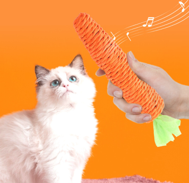 1 Pc Carrot Shaped Paper Ropes Weave Pet Toy Chew Cat Toy Safe Toy For Kitten Molar Biting Playing Product Interactive Accessory