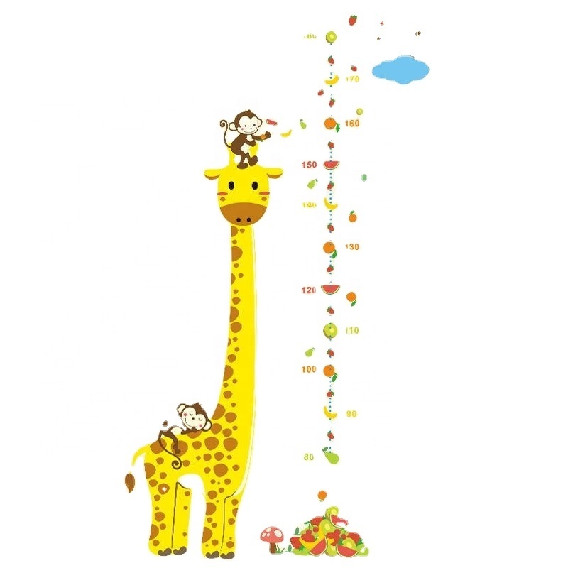 86*135cm Cartoon Measure Wall Stickers For Kids Rooms Giraffe Monkey Height Chart Ruler Decals Nursery Home Decor