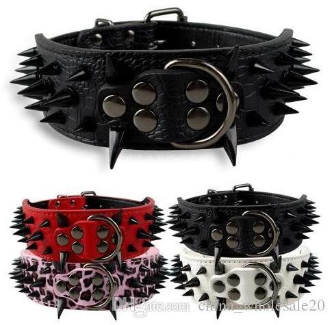 2inch Wide Cool Sharp Spiked Studded Leather Dog Collars