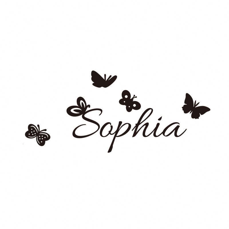 Personalized Name Vinyl Art Wall Stickers For Kids Room Butterflies Wall Decals Decor Waterproof Customize Name Sticker