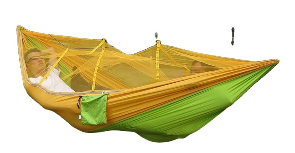 Portable Indoor Outdoor Hammock for Backpacking Camping Hanging Bed With Mosquito Net Sleeping Hammock