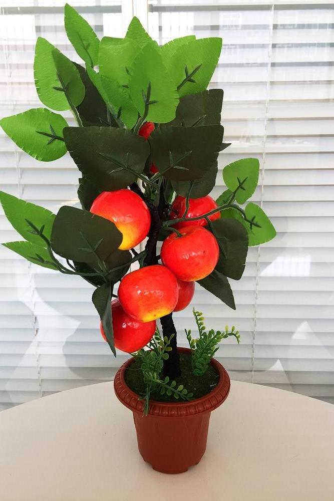 Home Decor Fruit Orange Apple Lemon Tree Emulate Bonsai Simulation Decorative Artificial Flowers  Green Pot Plants Ornaments