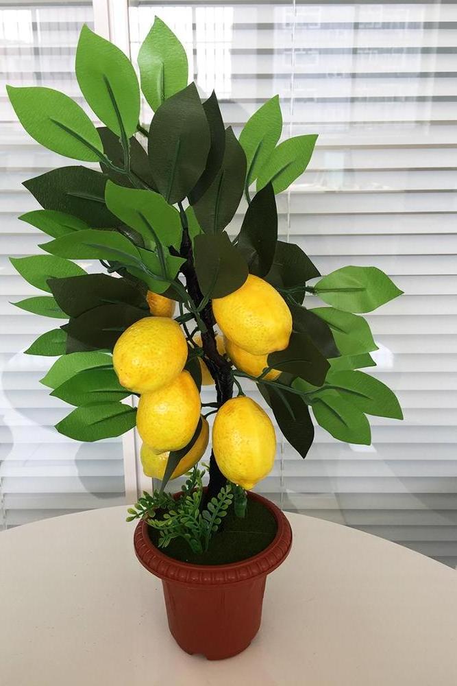 Home Decor Fruit Orange Apple Lemon Tree Emulate Bonsai Simulation Decorative Artificial Flowers  Green Pot Plants Ornaments