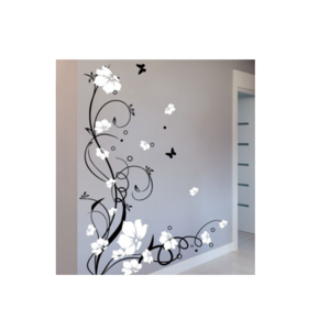 Large Butterfly Vine Flower Vinyl Removable Wall Stickers Tree Wall Art Decals Mural for Living room Bedroom Home Decor