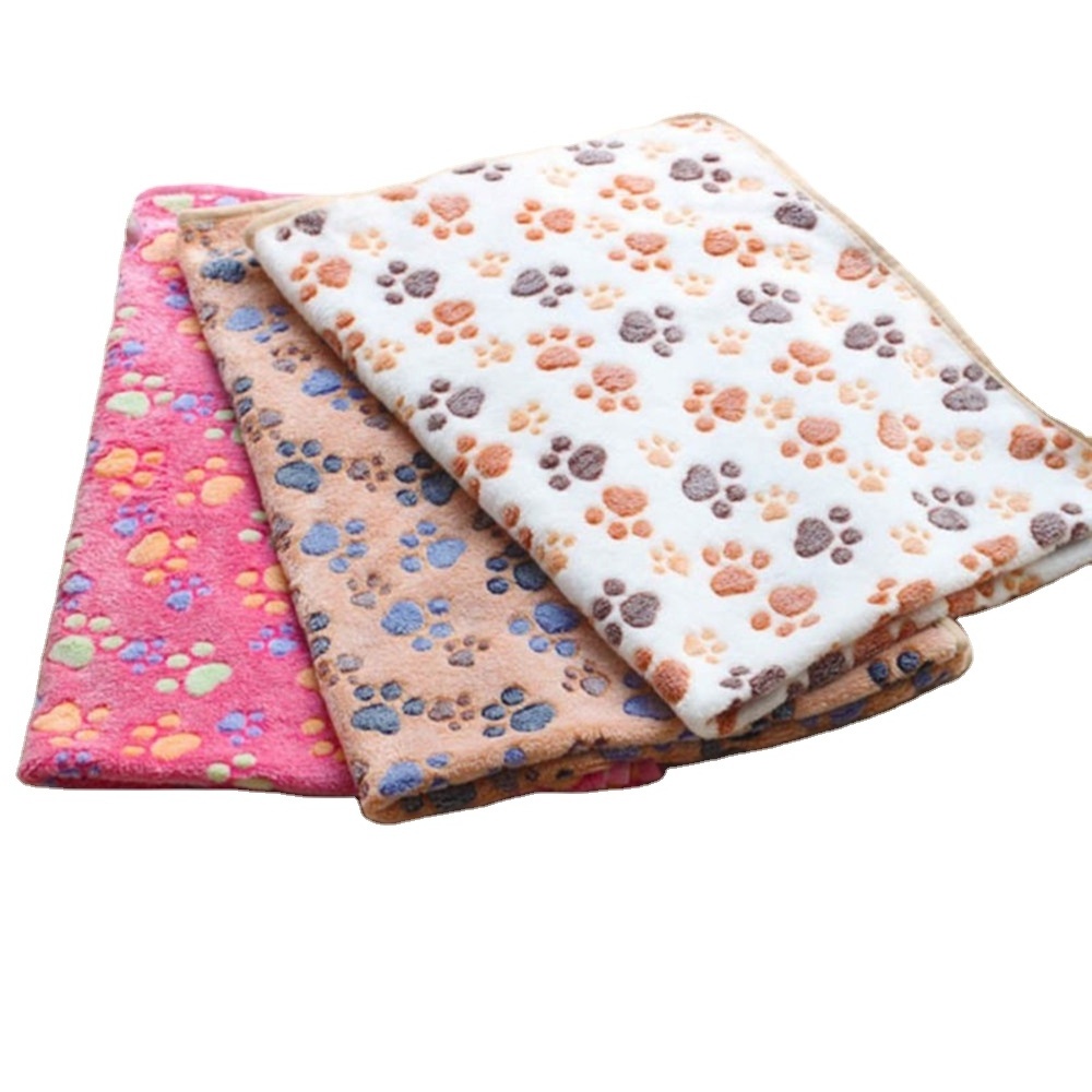 New Cute Dog Bed Mats Soft Flannel Fleece Paw Foot Print Warm Pet Blanket Sleeping Beds Cover Mat For Small Medium Dogs Cats