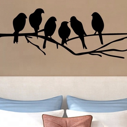 New Black Birds on the Tree Branch Wall Sticker for Living Room Wall Decals for Art Stickers Home Decoration Murals Removable AN