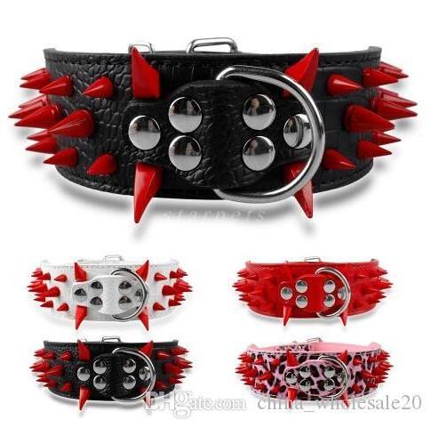 2inch Wide Cool Sharp Spiked Studded Leather Dog Collars