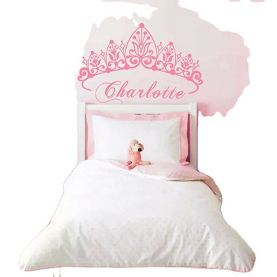 Eco-friendly Baby Girl Crown Wall Sticker Custom Name Decals Wall Sticker Kids Room Girls Bedroom Wall Art Decoration