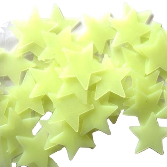 100PC Kids Bedroom Fluorescent Glow In The Dark Stars Glow Wall Stickers Stars Luminous luminous glow sticker color 8.13