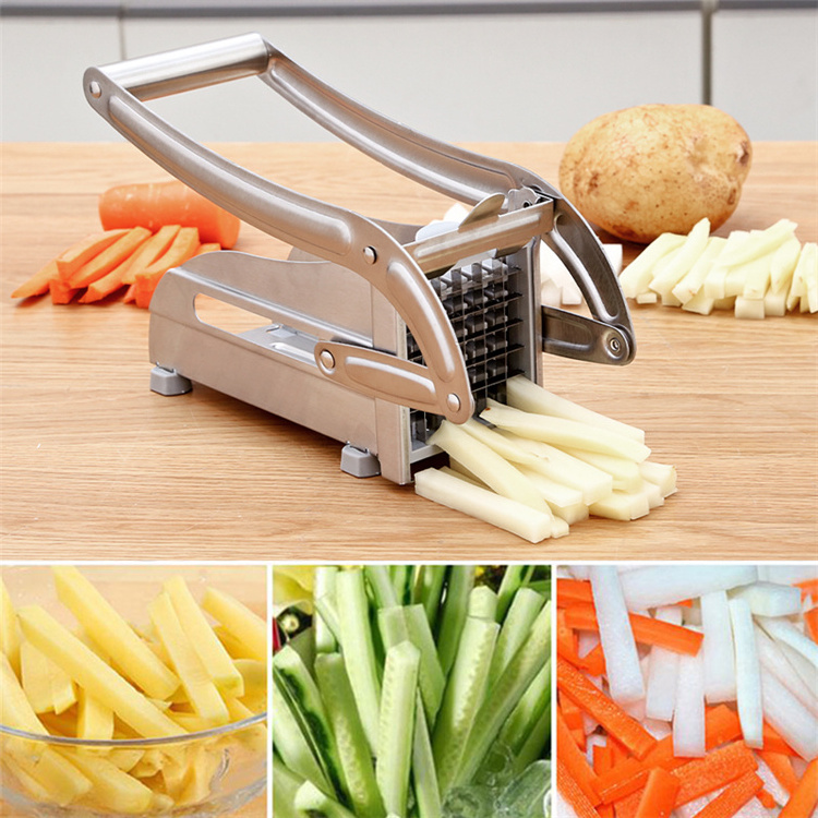 2019 Wholesale French Fry Cutter with 2 Blades Stainless Steel Potato Slicer Cutter Chopper Potato Chipper For Cucumber Carrot F