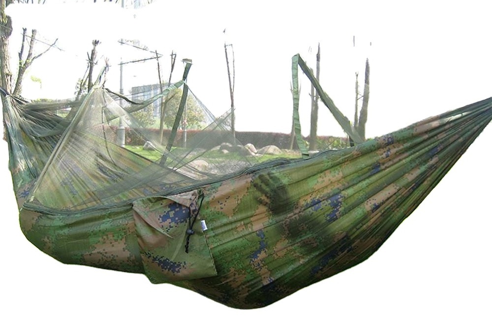 Portable Indoor Outdoor Hammock for Backpacking Camping Hanging Bed With Mosquito Net Sleeping Hammock