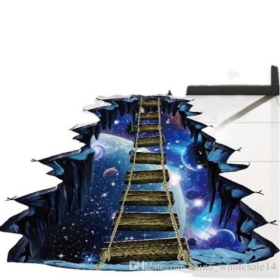 Cosmic Space Galaxy Star Bridge Wall Stickers For Kids Rooms Floor Bedroom Living Room Children Wall Decal Home Decor