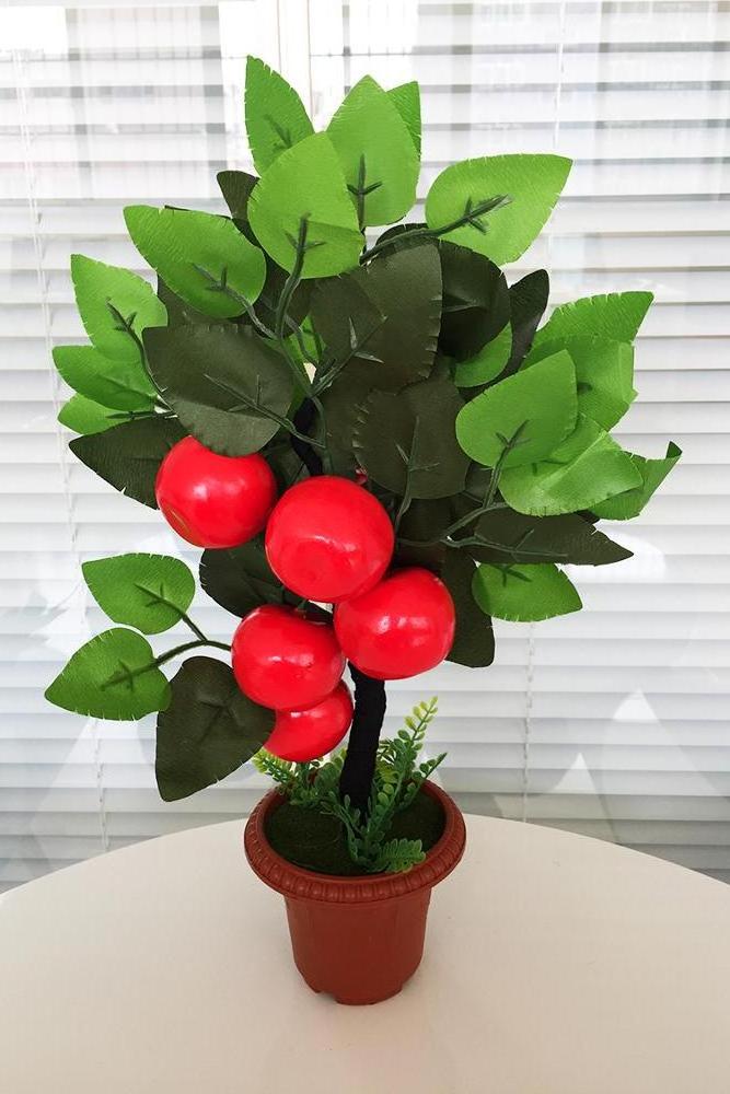 Home Decor Fruit Orange Apple Lemon Tree Emulate Bonsai Simulation Decorative Artificial Flowers  Green Pot Plants Ornaments