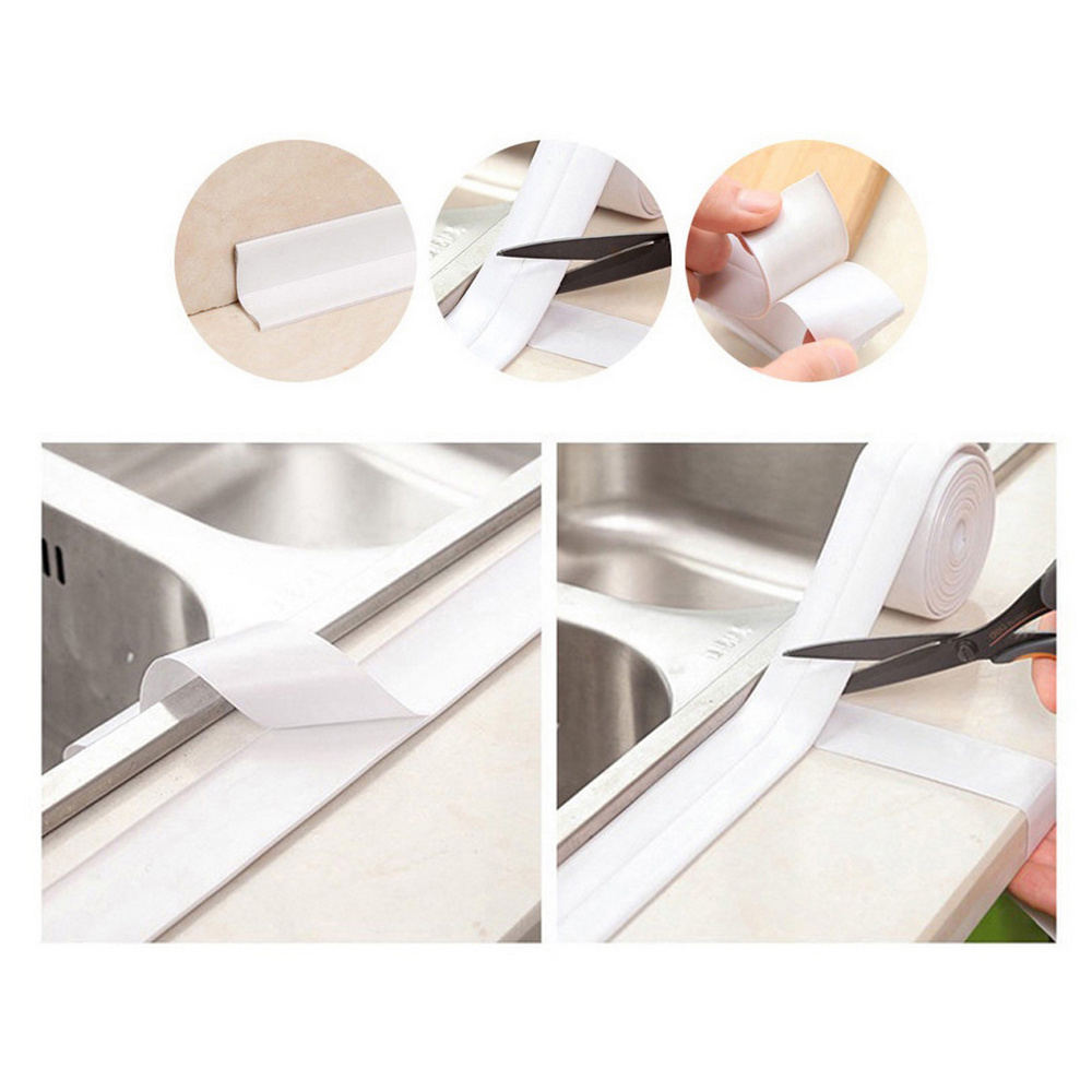 Self Adhesive Kitchen Ceramic Sticker Waterproof Anti-moisture PVC Sticker Bathroom Wall Corner Line Sink Stickers 3.8*320cm