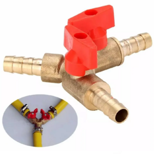 3/8in 10mm Brass Y 3-Way Shut Off Ball Valve Fitting Hose Barb Fuel Gas Clamp Tee