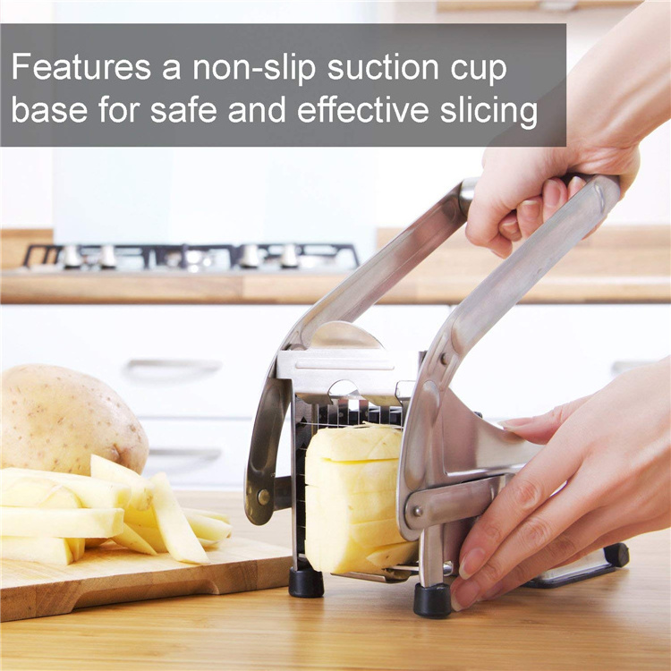 2019 Wholesale French Fry Cutter with 2 Blades Stainless Steel Potato Slicer Cutter Chopper Potato Chipper For Cucumber Carrot F