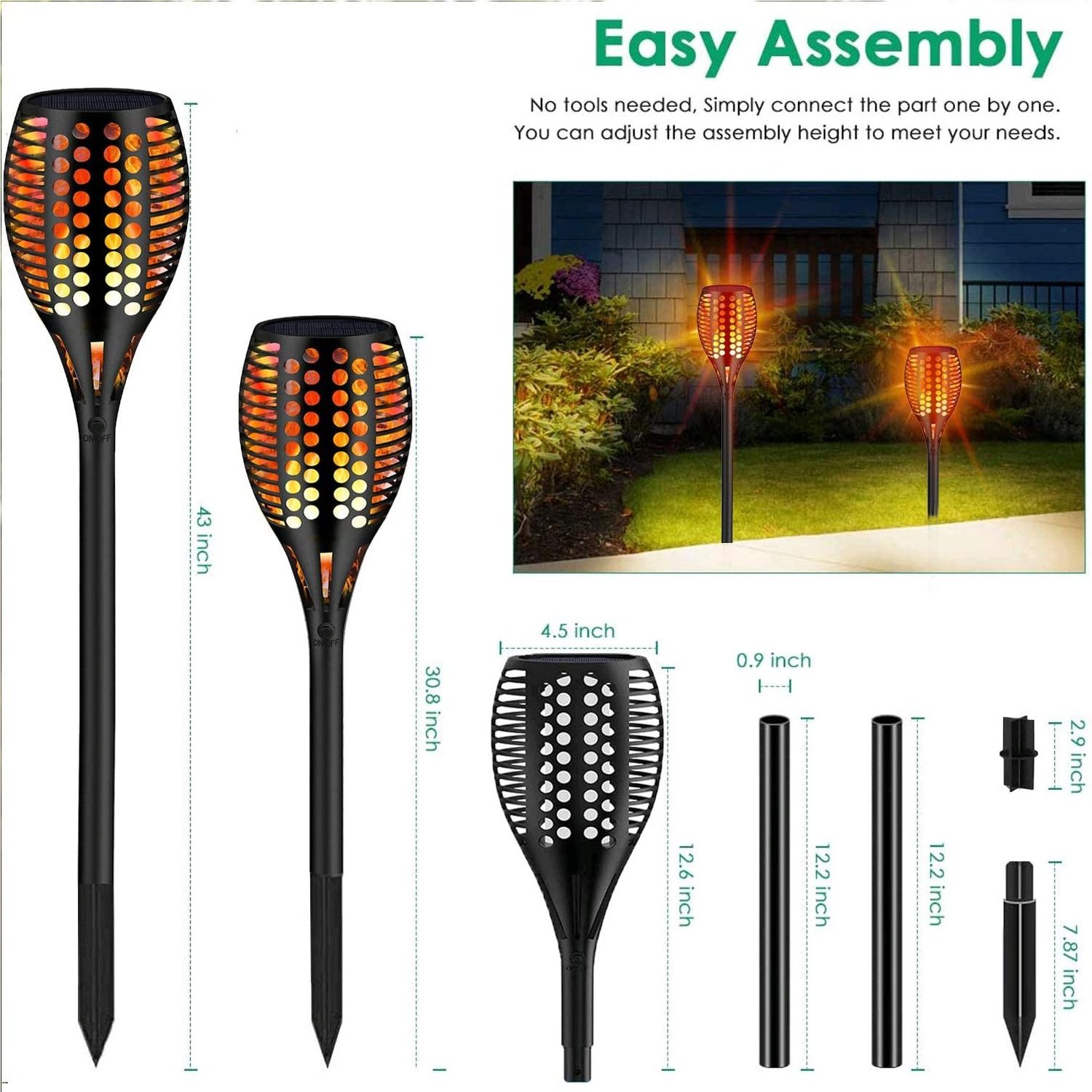 LED Solar Flame Lights Outdoor IP65 Waterproof Solar Flickering Flame Torches garden lamp lights for Courtyard Garden Balcony