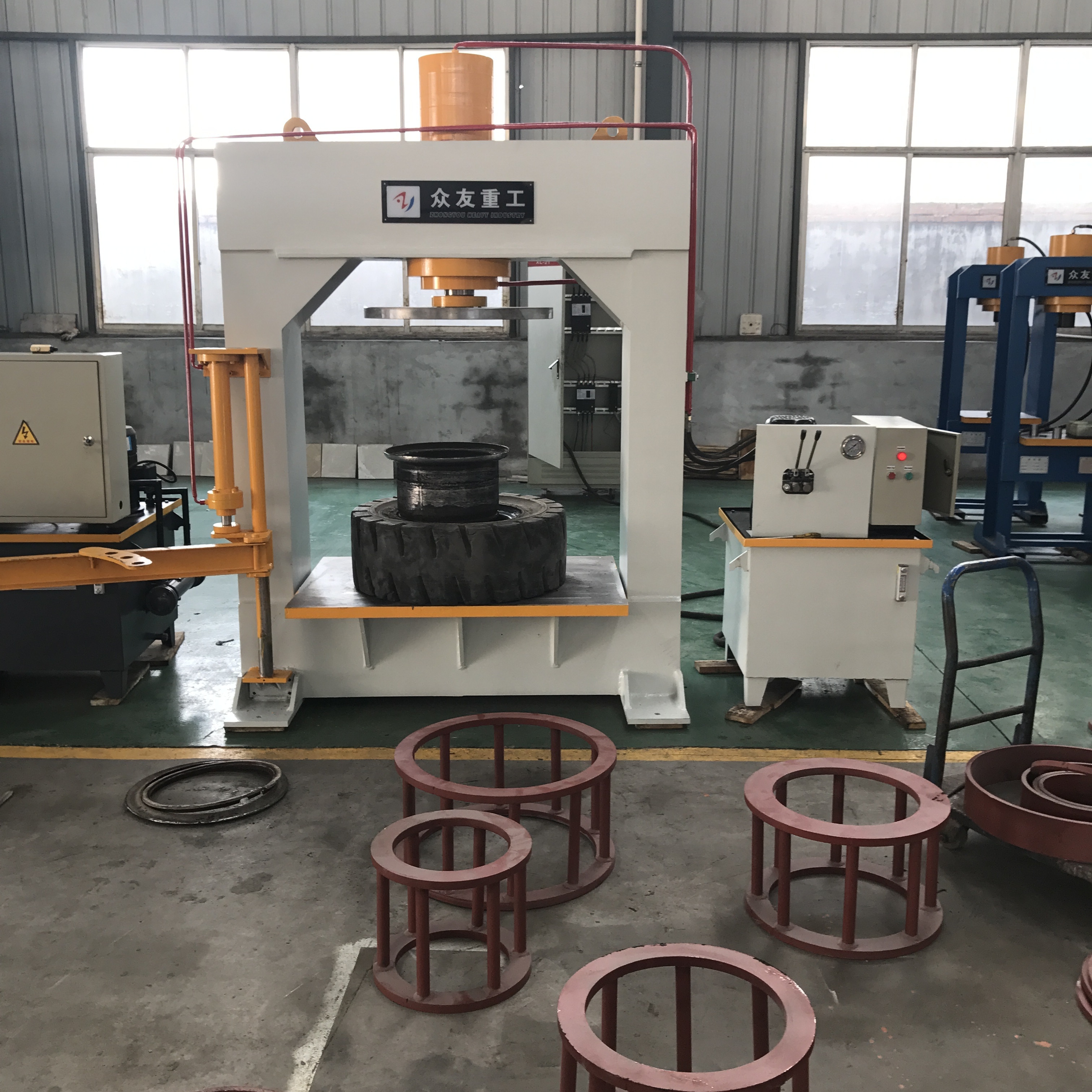 150ton forklift tyre press machine H frame hydraulic press tyre change machine for solid forklift tyre