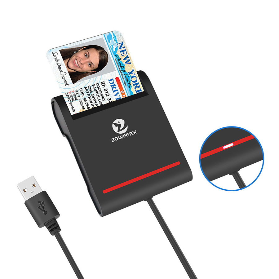 Zoweetek CAC/ID/IC Chip Card Reader Writer All in One Multifunctional USB Credit Card Reader  Skimmer