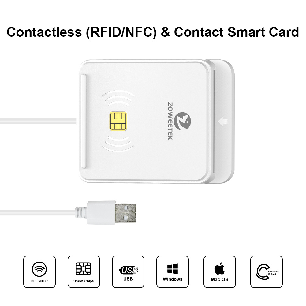 Zoweteek 12026-12 Credit Card Reader smart card Nfc Writer USB 2.0  Ic Card Reader Emv chip reader writer for Vending Machine