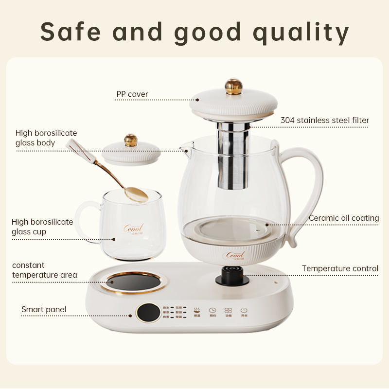 Ceool Rapid Boiling Coffee Flower Tea Glass Health Preserving Pot Cup, Smart Health Pot Water Electric Kettle