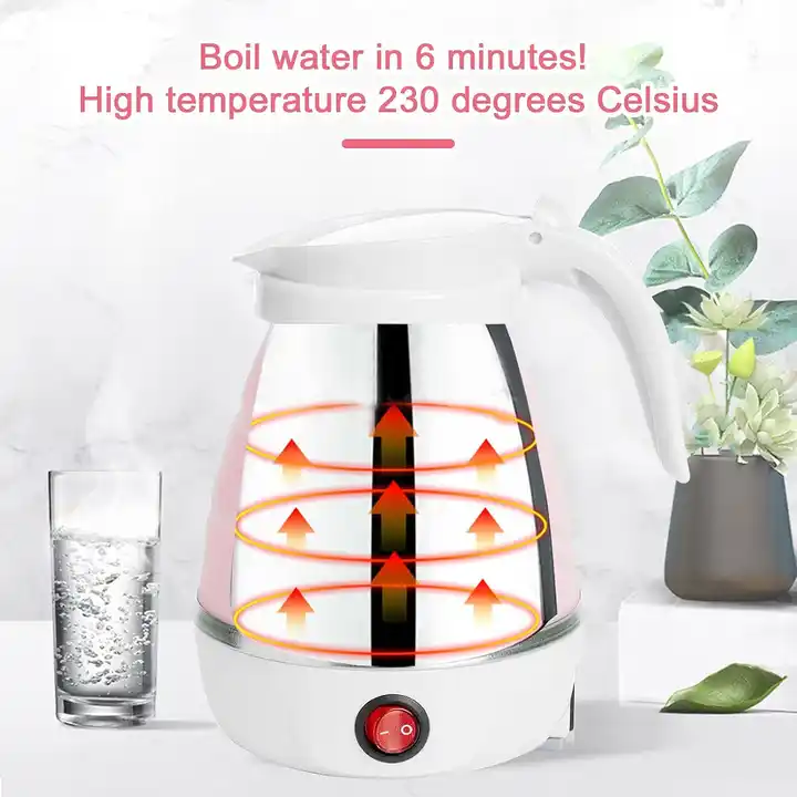 Mini Folding Kettle 600ml Silicone Hot Water Shell Intelligent Power-off Protection Travel Home Used Electric Kettle