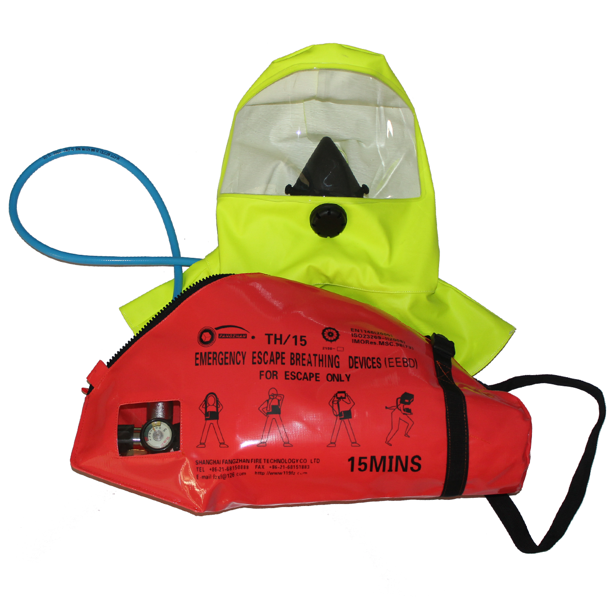 CE Fluorescent yellow hood light weight carbon fiber cylinder Emergency Escape Breathing Device for rescue