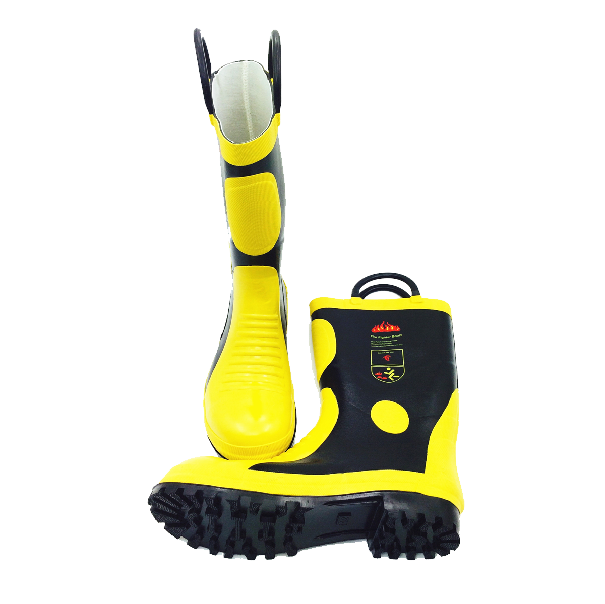 CE FireFighting Equipment for fireman using steel toe Vulcanized Rubber Firefighter Boots